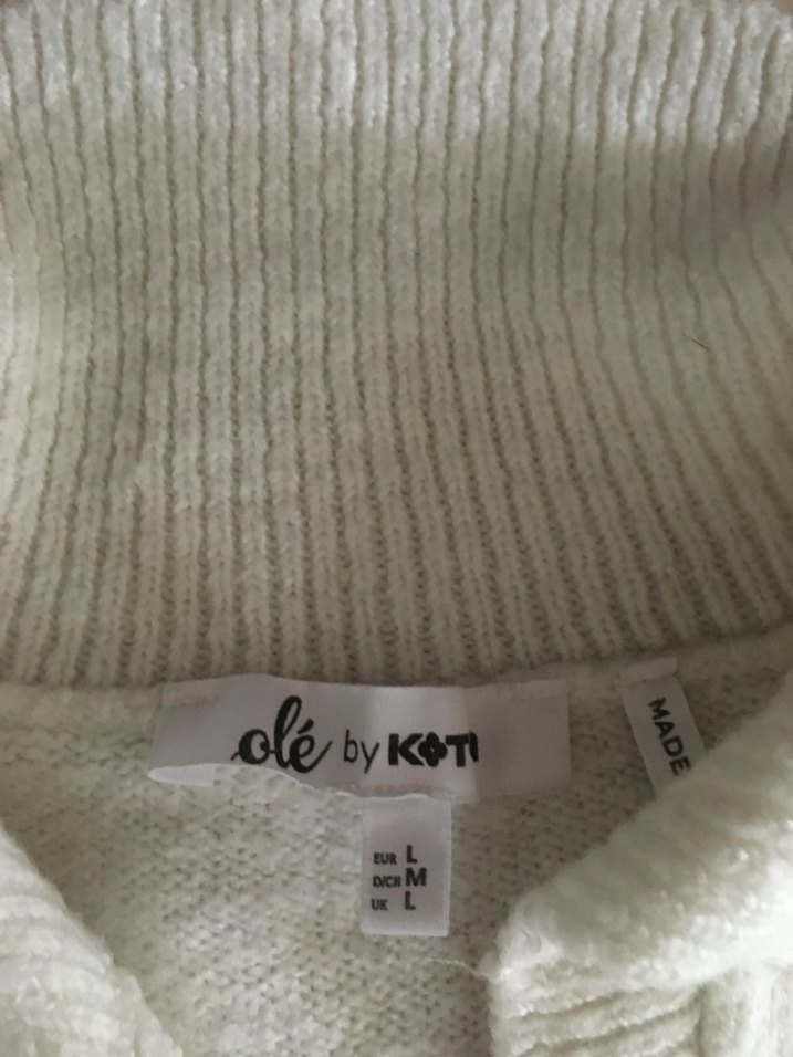 Beyaz Yakalı Uzun Kollu Örgü Kadın Kazak - Görsel 4