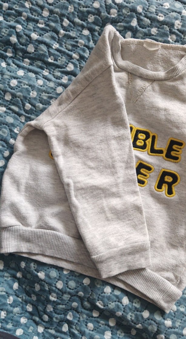 Gri Erkek Çocuk Baskılı Triko Sweatshirt - Görsel 2