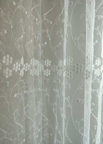 çiçekli kısa tül perde - Görsel 5