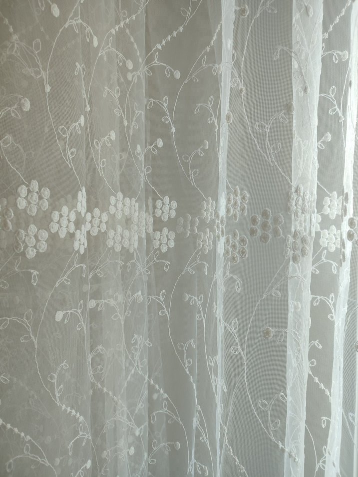 çiçekli kısa tül perde - Görsel 5