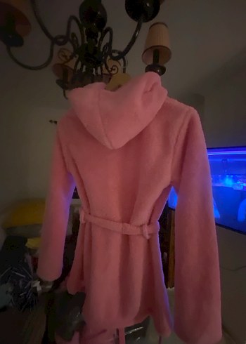 Pembe , gri  Mini Kadın sabahlık - Görsel 2