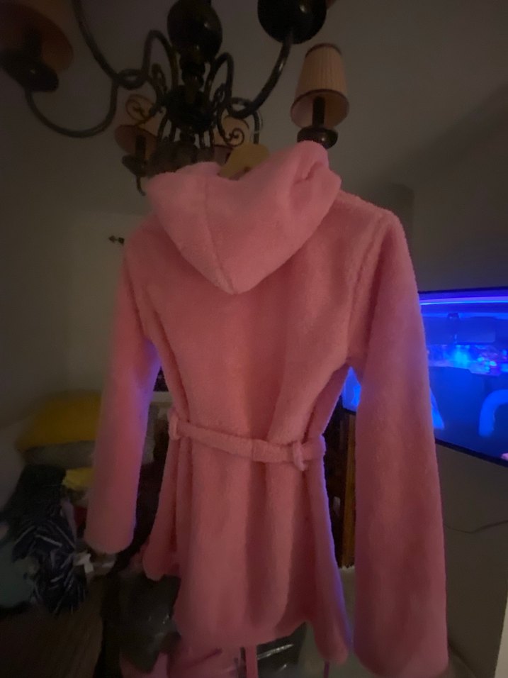 Pembe , gri  Mini Kadın sabahlık - Görsel 2