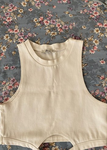 LTB LTB Beyaz Pamuklu Askısız Crop