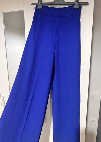 Kadın Mavi Salaş Kesim Kumaş Pantolon - Görsel 6