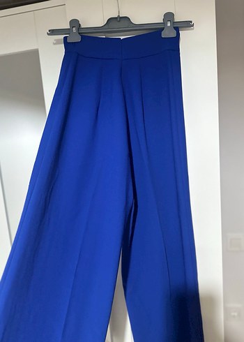 Kadın Mavi Salaş Kesim Kumaş Pantolon - Görsel 2