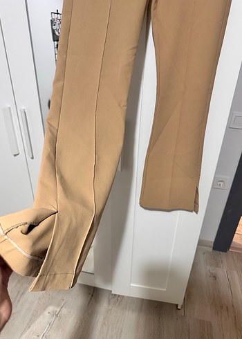 Bej Likrakı Kumaş Kadın Pantolon - Görsel 2