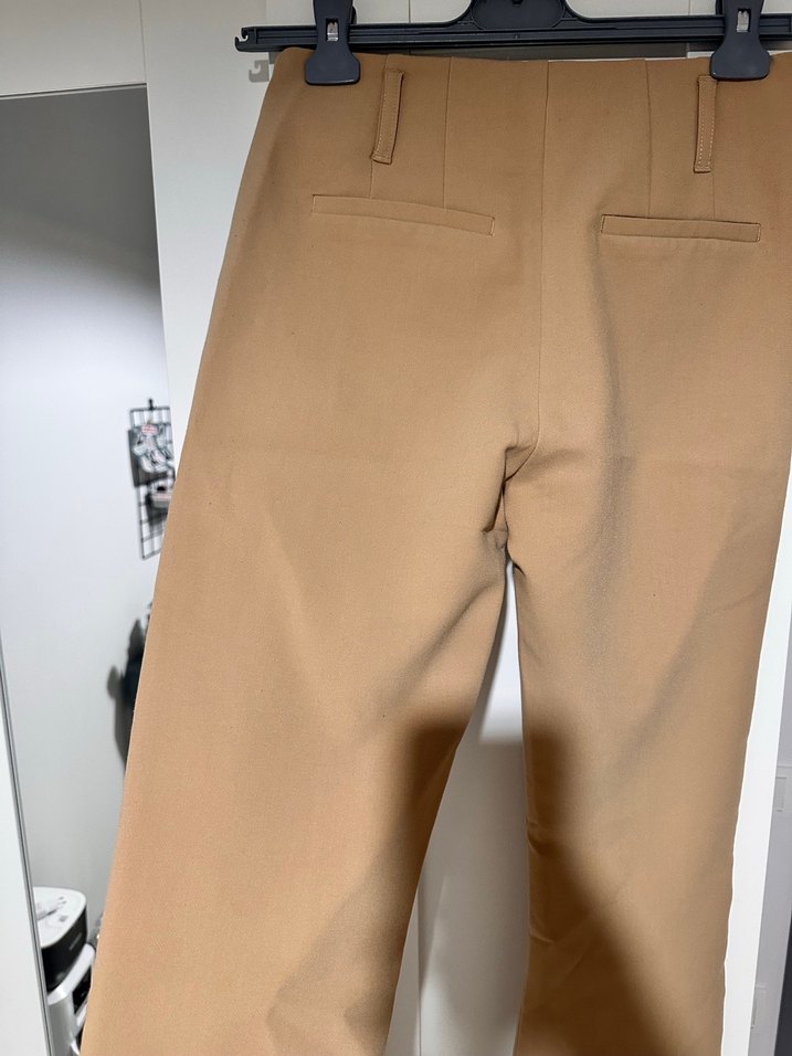 Bej Likrakı Kumaş Kadın Pantolon - Görsel 3