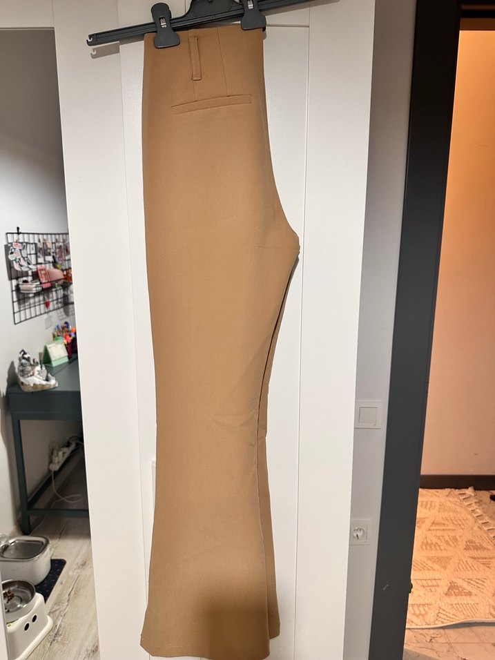 Bej Likrakı Kumaş Kadın Pantolon - Görsel 4