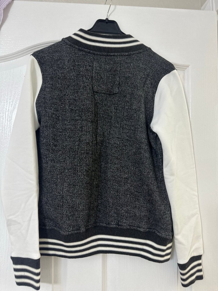 Gri Baskılı Denim Spor Kadın Bomber Ceket - Görsel 4