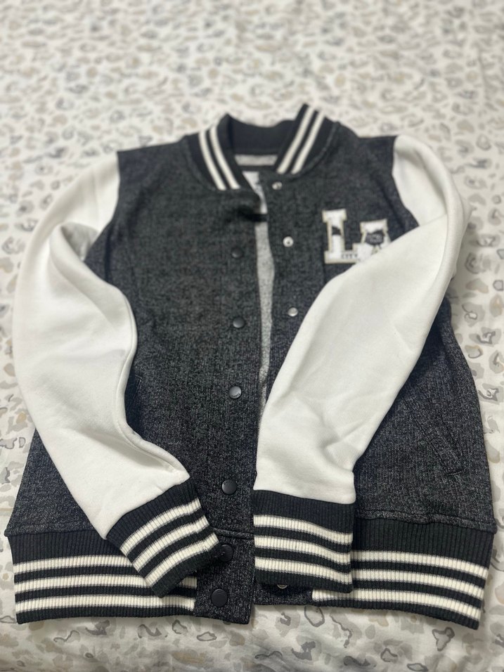 Gri Baskılı Denim Spor Kadın Bomber Ceket - Görsel 3