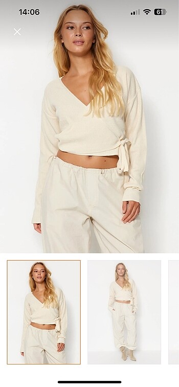 trendyolmilla taş crop kruvaze triko