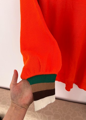 l Beden Kırmızı Oversize Triko Sweatshirt