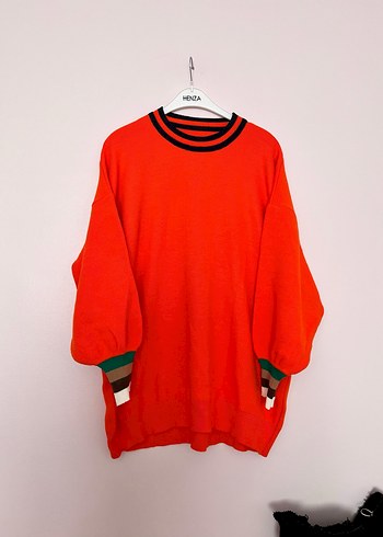 Kırmızı Oversize Triko Sweatshirt