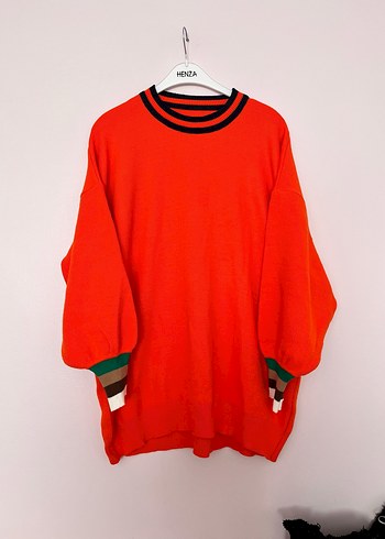 l Beden kırmızı Renk Kırmızı Oversize Triko Sweatshirt