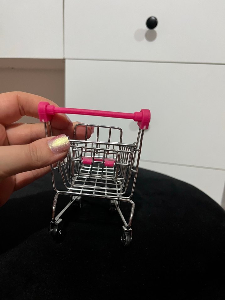 Pembe Renkli Mini Alışveriş Arabası - Görsel 3
