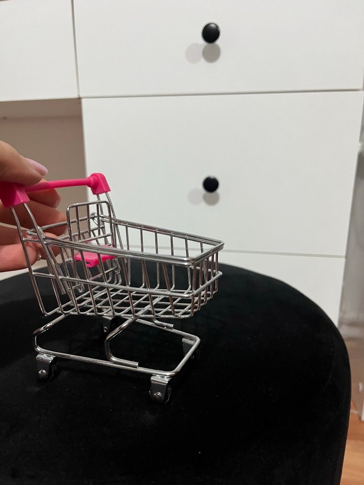Pembe Renkli Mini Alışveriş Arabası - Görsel 4