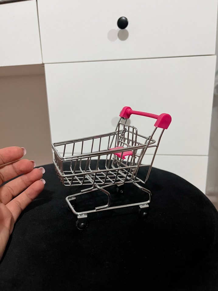 Pembe Renkli Mini Alışveriş Arabası - Görsel 2