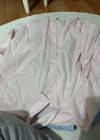 Çok Renkli Çizgili Pamuklu Kadın Gömlek - Görsel 7