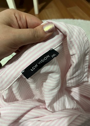 Çok Renkli Çizgili Pamuklu Kadın Gömlek - Görsel 2