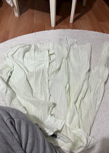 Çok Renkli Çizgili Pamuklu Kadın Gömlek - Görsel 4