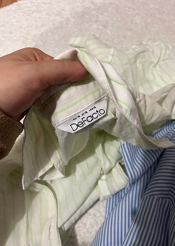 Çok Renkli Çizgili Pamuklu Kadın Gömlek - Görsel 6