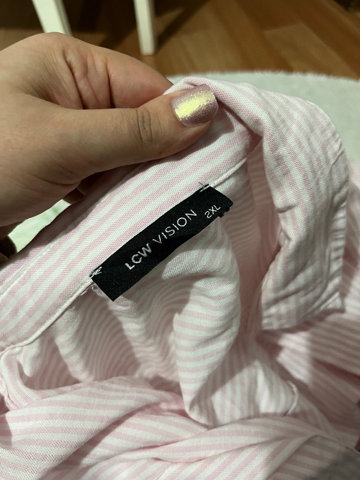 Çok Renkli Çizgili Pamuklu Kadın Gömlek - Görsel 2