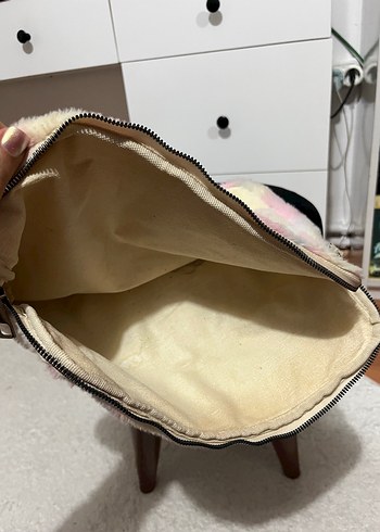 Renkli Tüy Detaylı Bağlama Desenli Kadın bilgisayar Çanta - Görsel 3