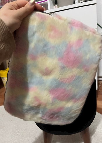 Renkli Tüy Detaylı Bağlama Desenli Kadın bilgisayar Çanta - Görsel 2