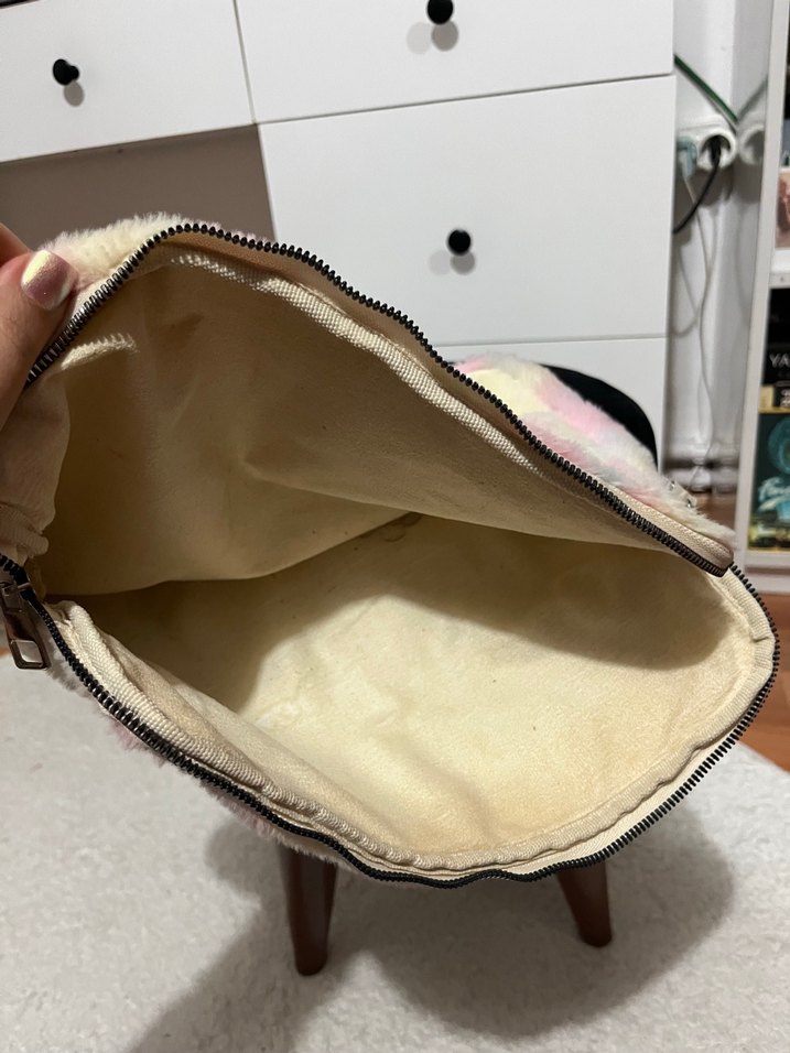 Renkli Tüy Detaylı Bağlama Desenli Kadın bilgisayar Çanta - Görsel 3