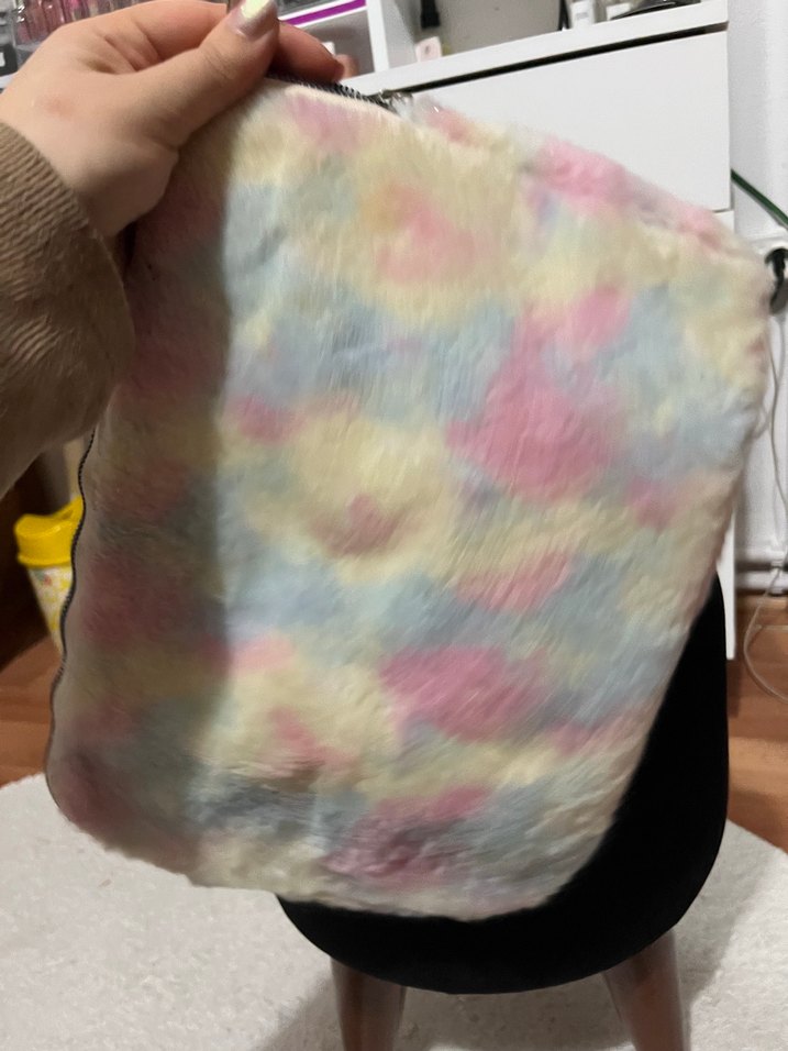 Renkli Tüy Detaylı Bağlama Desenli Kadın bilgisayar Çanta - Görsel 2