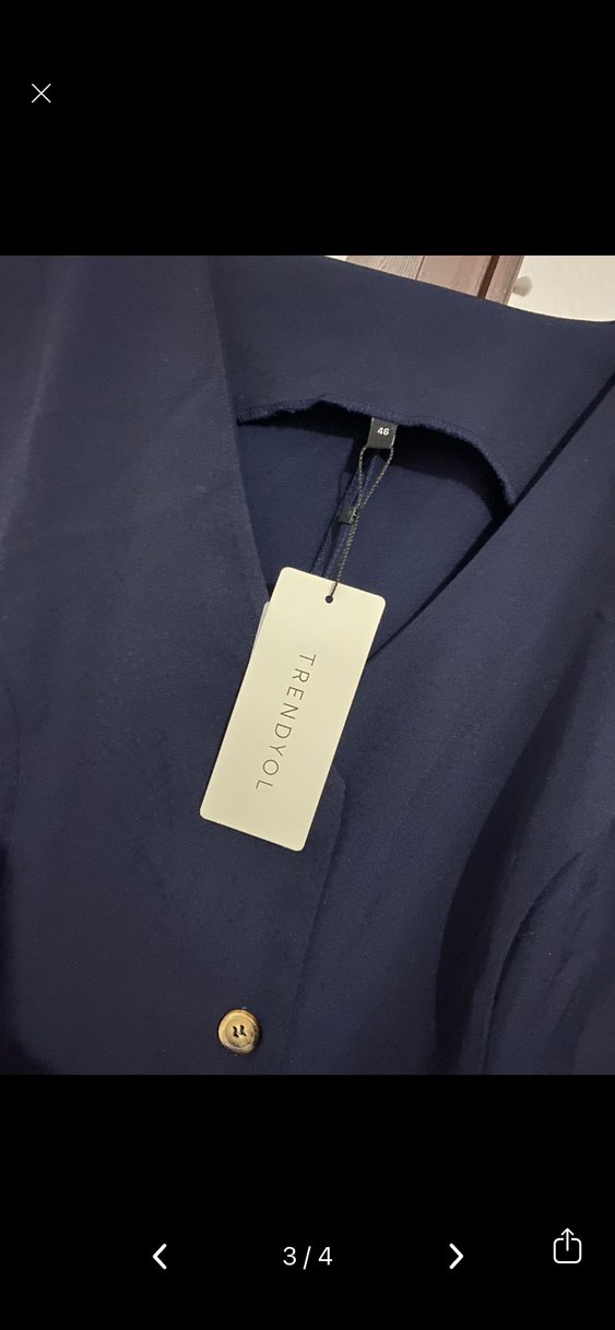 Düğmeli Siyah Uzun Ofis Elbisesi - Görsel 3