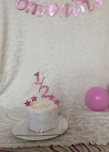 Pembe Pastel 1/2 Yaş Parti Şapkası - Görsel 3