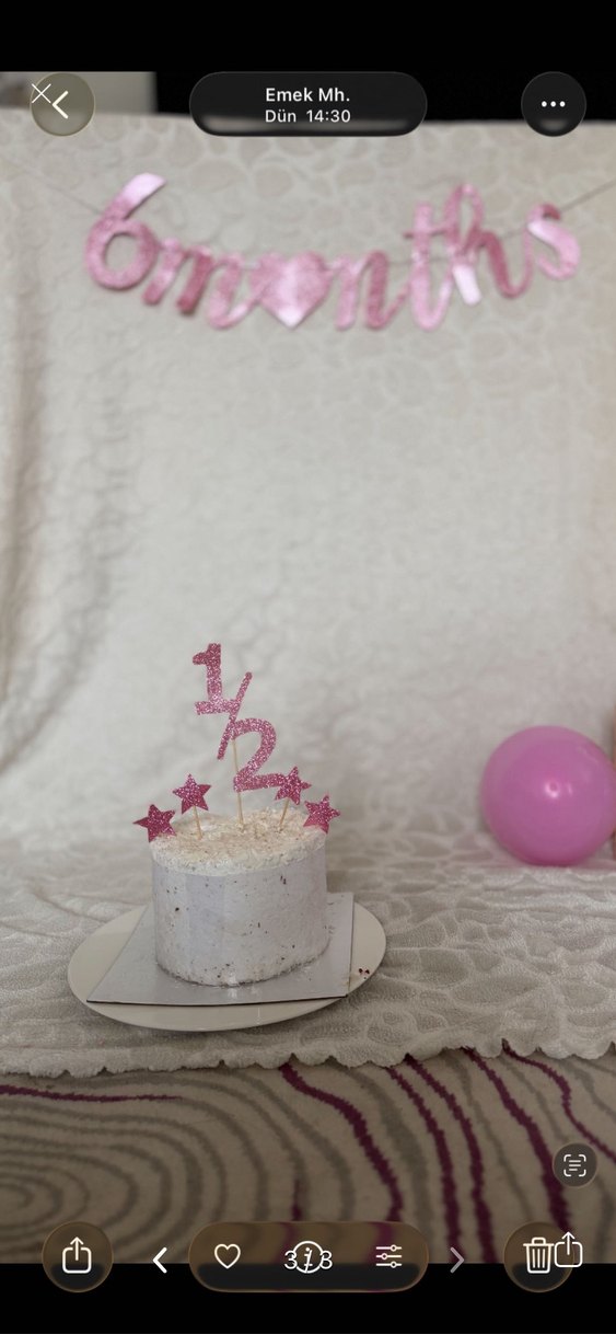 Pembe Pastel 1/2 Yaş Parti Şapkası - Görsel 3