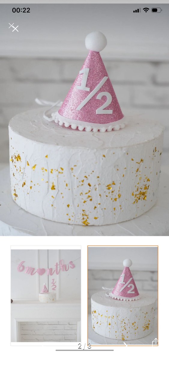 Pembe Pastel 1/2 Yaş Parti Şapkası - Görsel 2