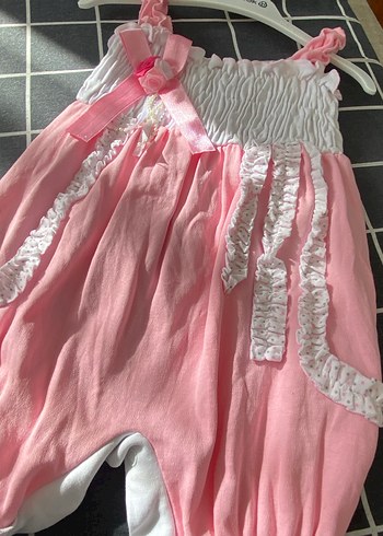 Pembe Nakışlı Fırfırlı Bebek Kız Tulum - Görsel 2