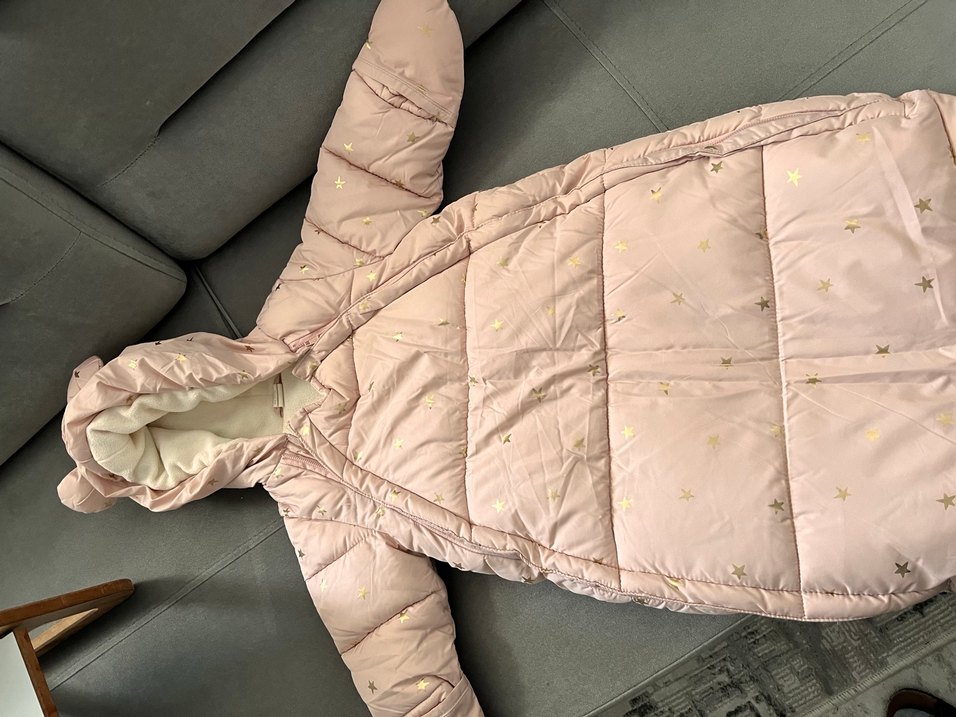 Pembe Bebek Tulumu, Kürklü, Notch Yaka - Görsel 2