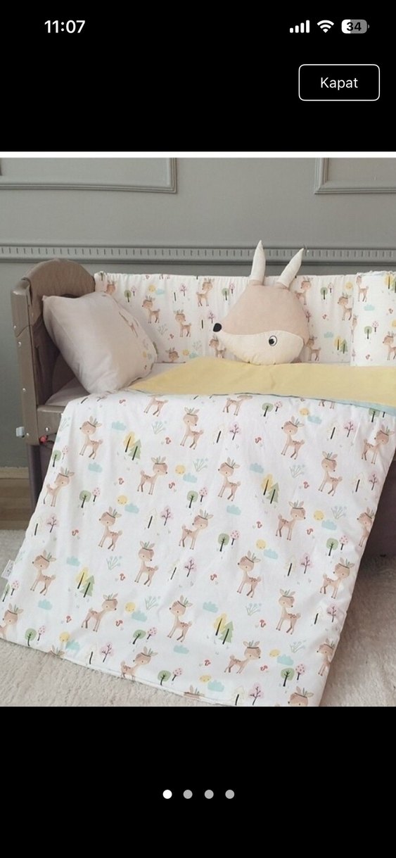 Bej Baskılı Pamuklu Çocuk Uyku Seti - Görsel 2