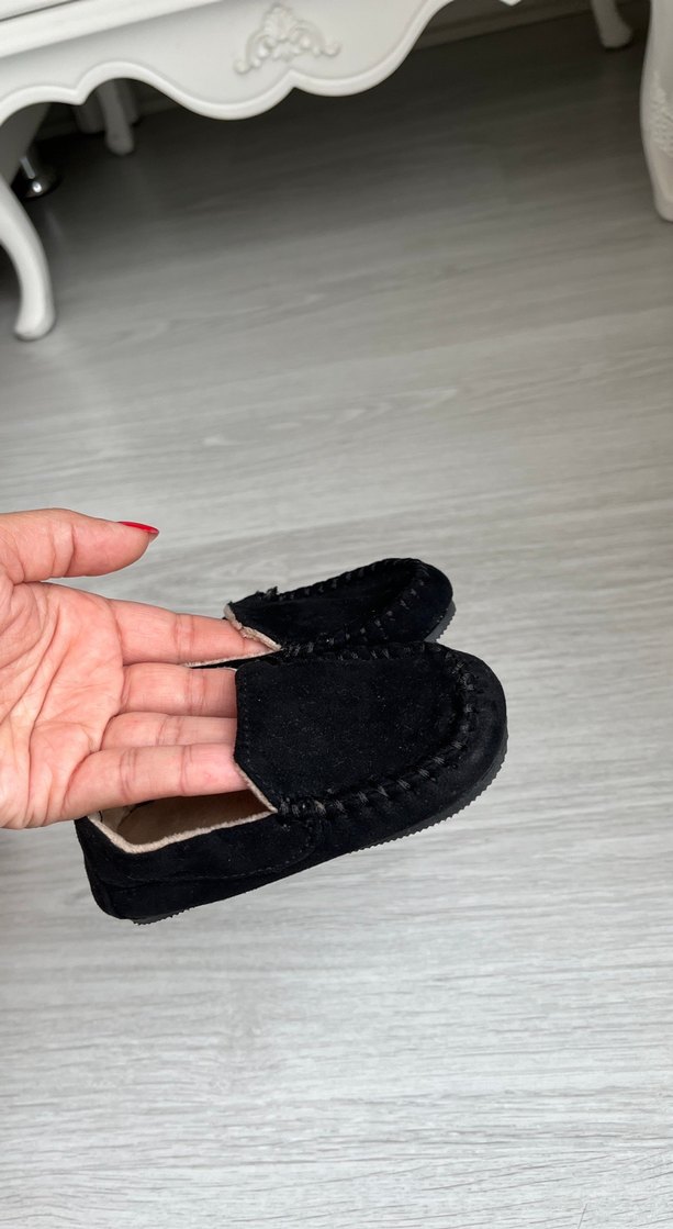 Siyah Süet Erkek Çocuk Kürklü Loafer - Görsel 4