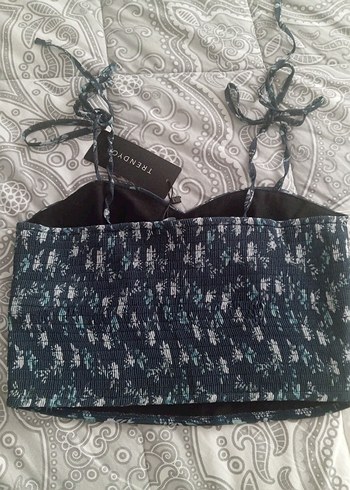 Diğer Çiçek Desenli Strappy Crop Top