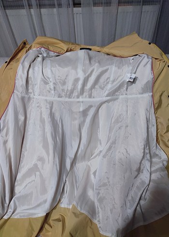 Sarı  Uzun Düğmeli Kadın Trençkot - Görsel 5