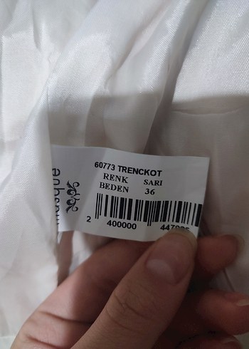 Sarı  Uzun Düğmeli Kadın Trençkot - Görsel 6