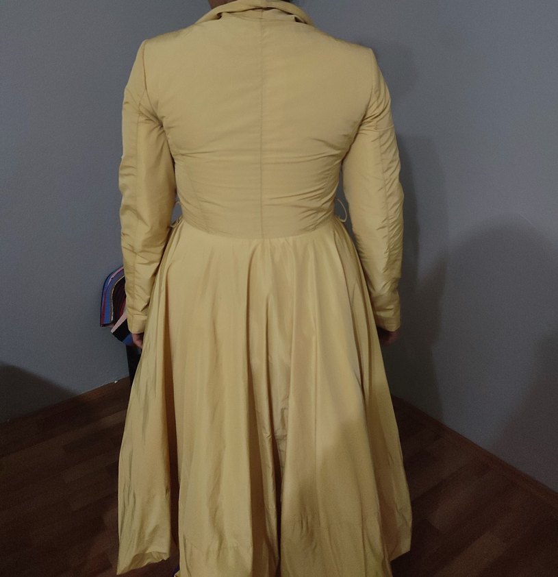 Sarı  Uzun Düğmeli Kadın Trençkot - Görsel 3