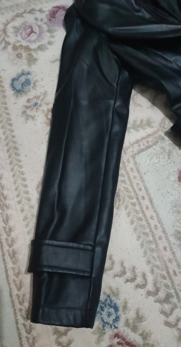 Kadın Siyah Deri Kemerli Uzun ceket - Görsel 2