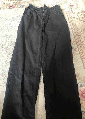 Düğmeli Siyah Midi Kot Pantolon - Görsel 2