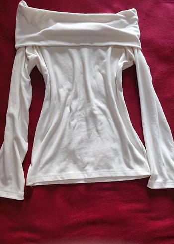 Beyaz Drapeli Straplez Kadın Bluz - Görsel 2