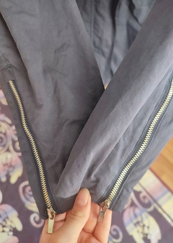 Gri Kadın Fermuarlı Midi Ceket - Görsel 2