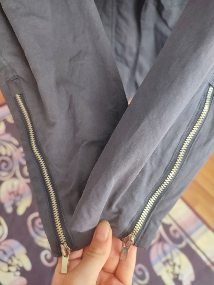 Gri Kadın Fermuarlı Midi Ceket - Görsel 2