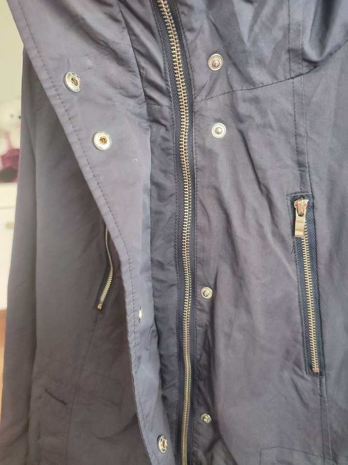 Gri Kadın Fermuarlı Midi Ceket - Görsel 3