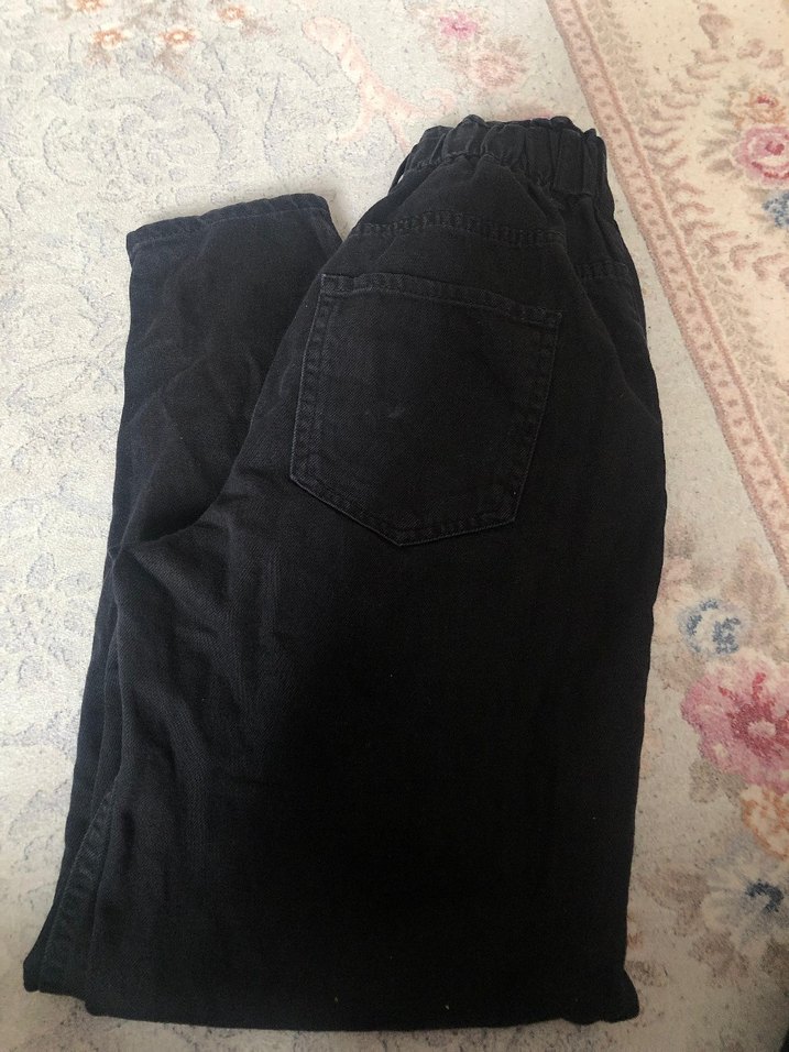 Düğmeli Siyah Kadın denim pantolon - Görsel 2