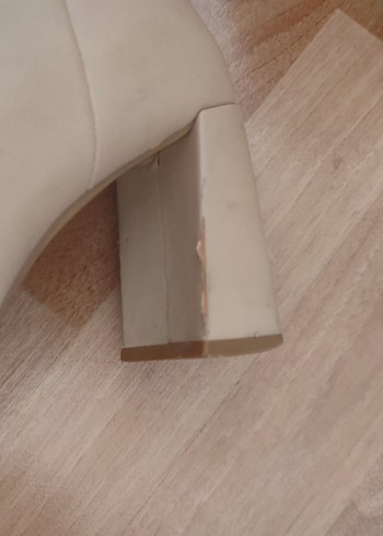 Bej Deri Stiletto bot - Görsel 5